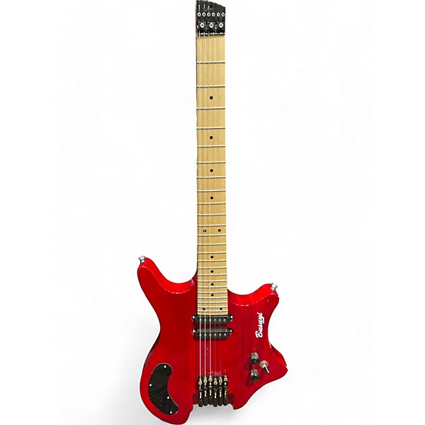 Used Busuyi N7b Double Sided Guitar/Bass Candy Apple Red Solid Body Electric Guitar