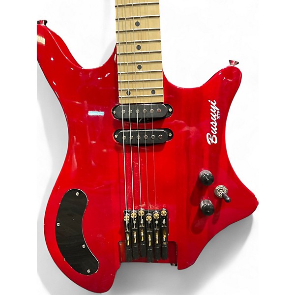 Used Busuyi N7b Double Sided Guitar/Bass Candy Apple Red Solid Body Electric Guitar