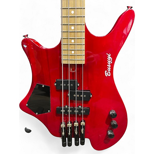 Used Busuyi N7b Double Sided Guitar/Bass Candy Apple Red Solid Body Electric Guitar