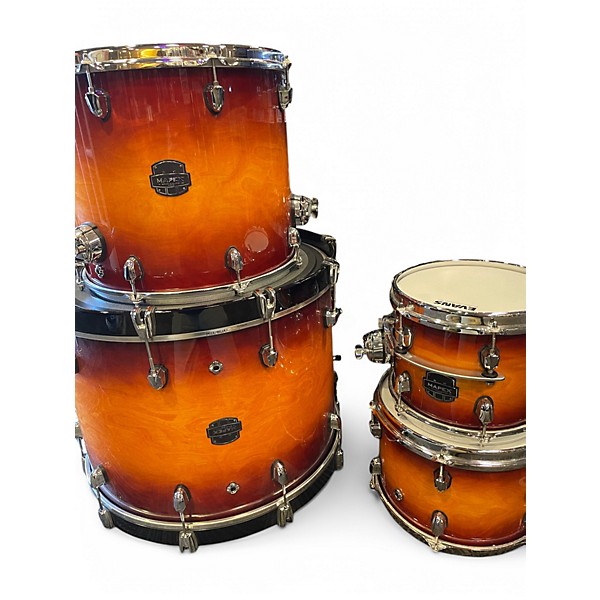 Used Mapex 4 Piece SATURN EVOLUTION FUSION 2 Tone Sunburst Drum Kit