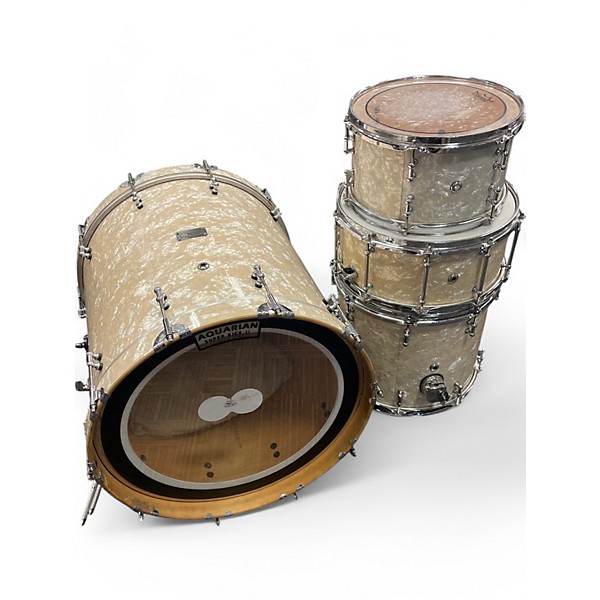 Used SJC Drums 4 Piece Custom White Marine Pearl Drum Kit