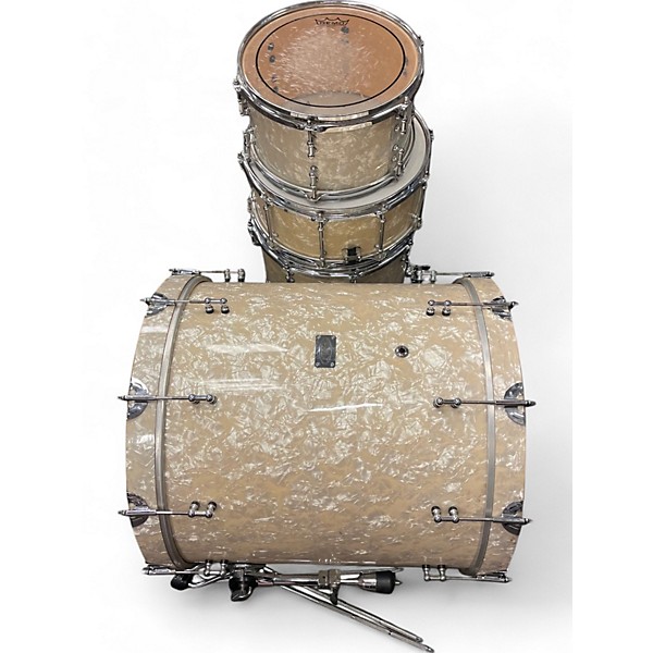 Used SJC Drums 4 Piece Custom White Marine Pearl Drum Kit