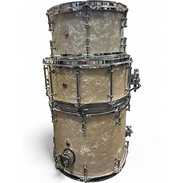 Used SJC Drums 4 Piece Custom White Marine Pearl Drum Kit