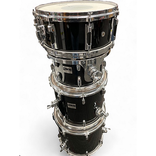 Used Shine Custom Drums Percussion 5 Piece Definition Series Black Drum Kit