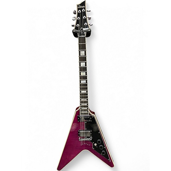 Used Schecter Guitar Research V-1 CUSTOM Purple Solid Body Electric Guitar,Specials : American Fashion Style Bags On Sale
