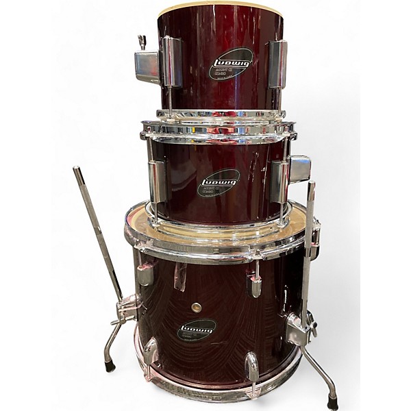 Used Ludwig 5 Piece Accent CS Combo Wine Red Drum Kit