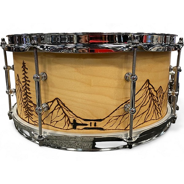 Used Treehouse Custom Drum 6.5X14 PLIED MAPLE SNARE W/ CUSTOM MOUNTAIN ART Natural Drum