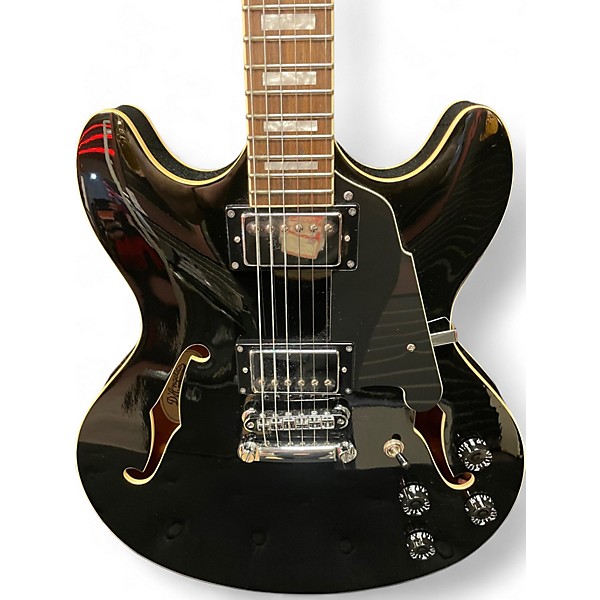 Used D'Angelico Premier Series DC Black Hollow Body Electric Guitar