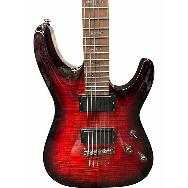 Used Schecter DEMON Crimson Red Burst Solid Body Electric Guitar
