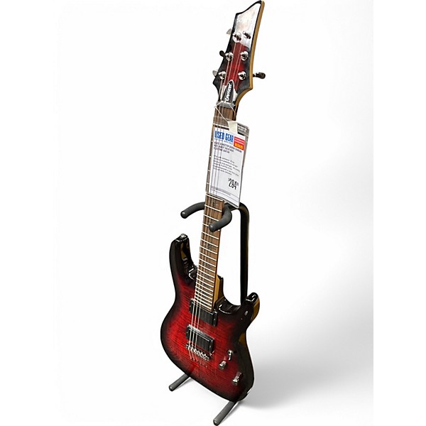 Used Schecter DEMON Crimson Red Burst Solid Body Electric Guitar