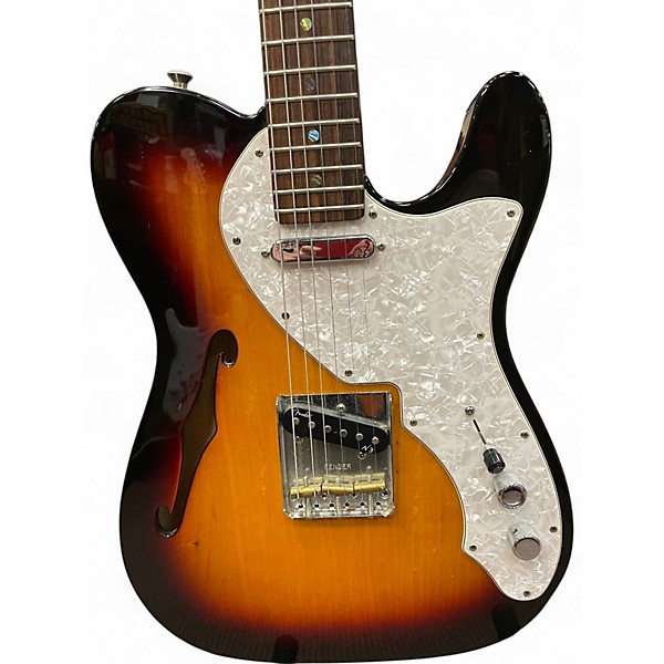 Used Fender 1969 Reissue Telecaster Thinline 3 Tone Sunburst Hollow Body Electric Guitar