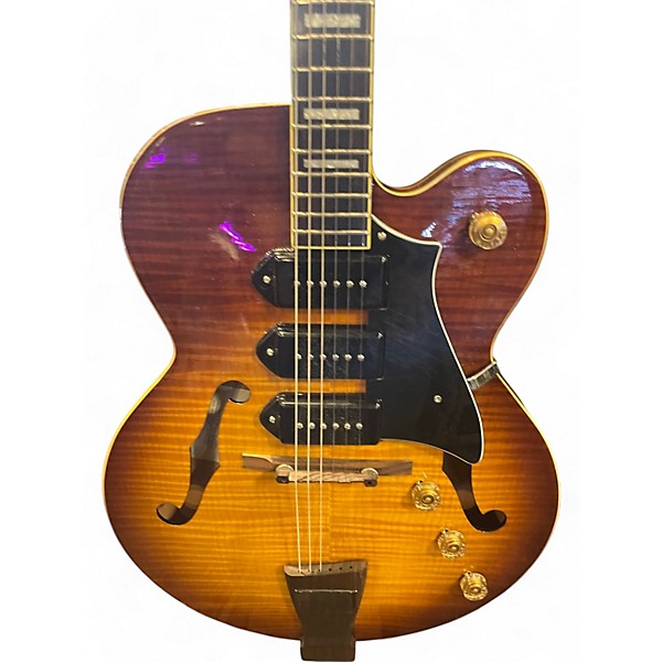 Used PEERLESS WIZARD STANDARD FLAME TOBACCO BURST Hollow Body Electric Guitar
