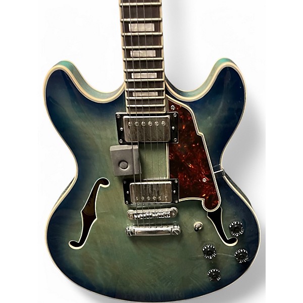 Used D'Angelico Premier Series DC transparent blue Hollow Body Electric Guitar