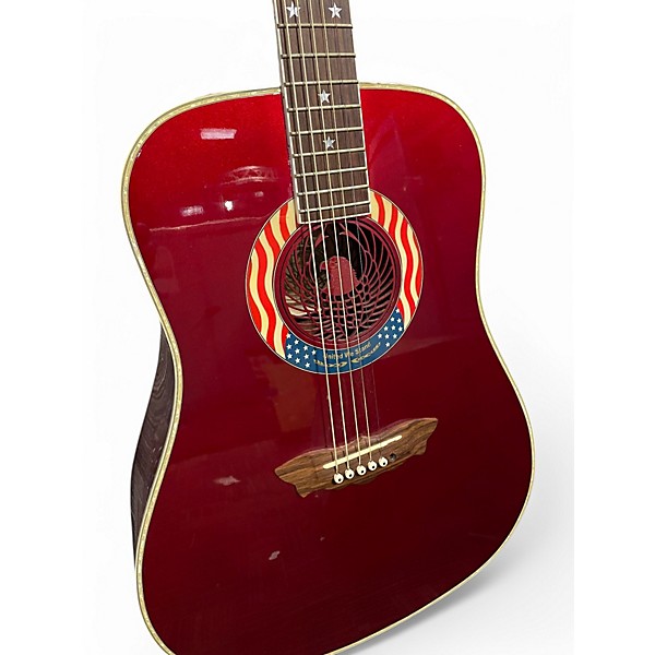 Used Washburn D200MC Candy Apple Red Metallic Acoustic Guitar