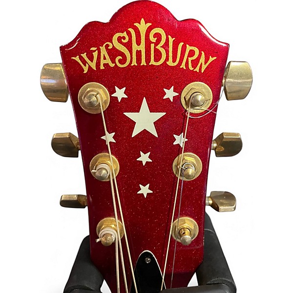 Used Washburn D200MC Candy Apple Red Metallic Acoustic Guitar