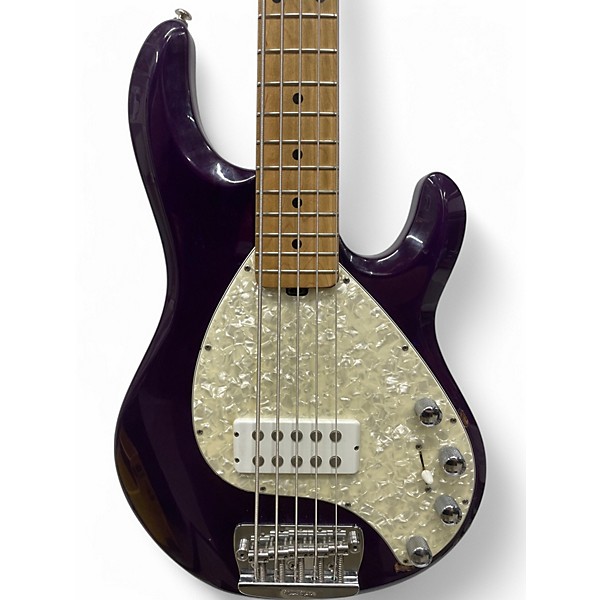 Used Ernie Ball Music Man Stingray 5 String Trans Purple Electric Bass Guitar