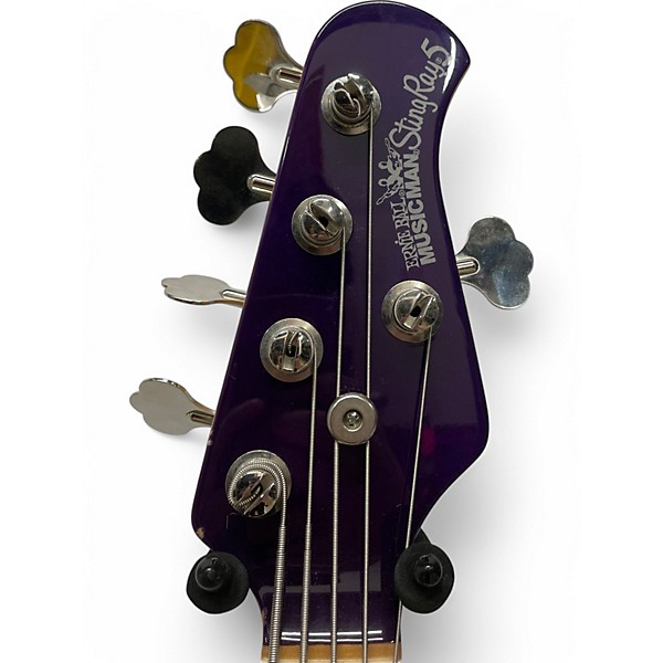 Used Ernie Ball Music Man Stingray 5 String Trans Purple Electric Bass Guitar
