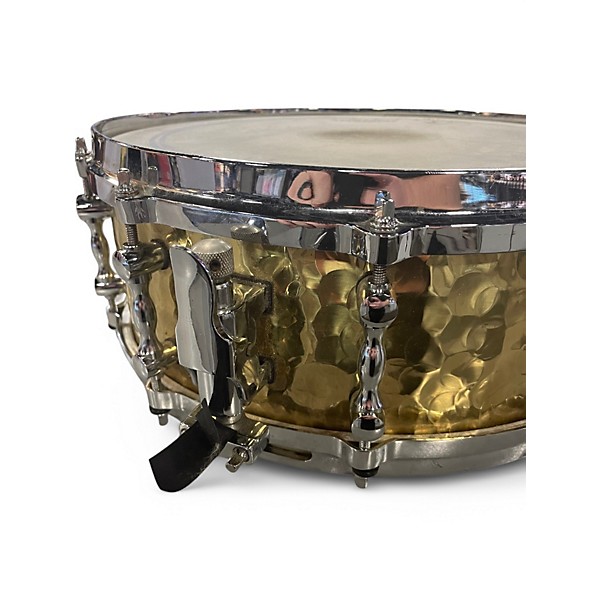 Used Crush Drums & Percussion 5.5X14 Hybrid Hand Hammered Steel Snare Antique Gold Drum
