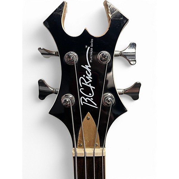 Used 2000s B.C. Rich PLATINUM WARLOCK BLACK Electric Bass Guitar