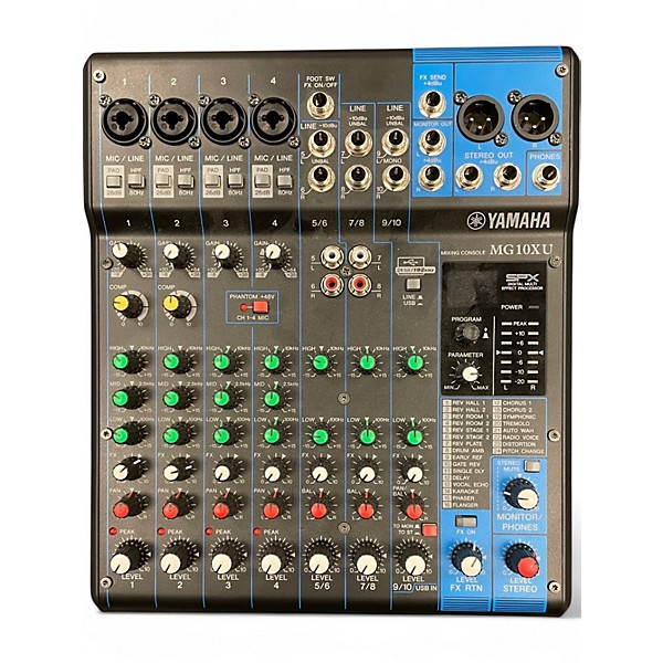 Used Yamaha MG10XU 10 Channel Mixer with Effects Unpowered Mixer
