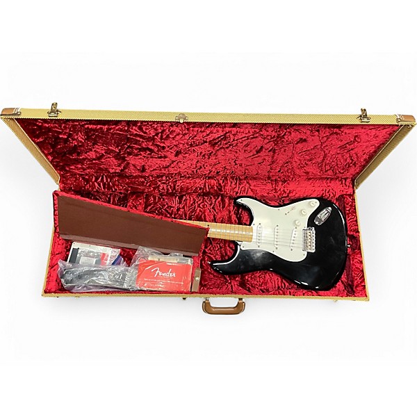 Used Squier Standard SSS Stratocaster Black Solid Body Electric Guitar