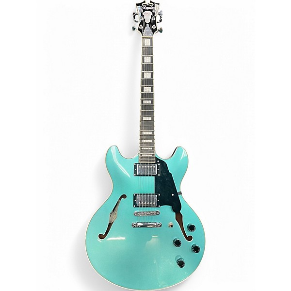 Used D'Angelico Premier Series DC Blue Hollow Body Electric Guitar