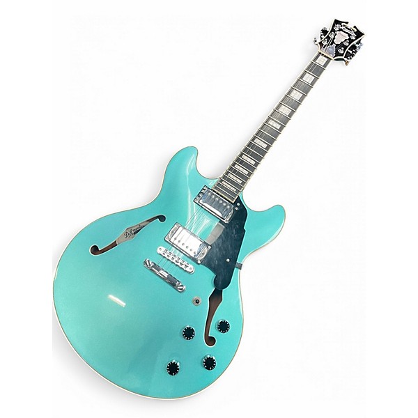 Used D'Angelico Premier Series DC Blue Hollow Body Electric Guitar