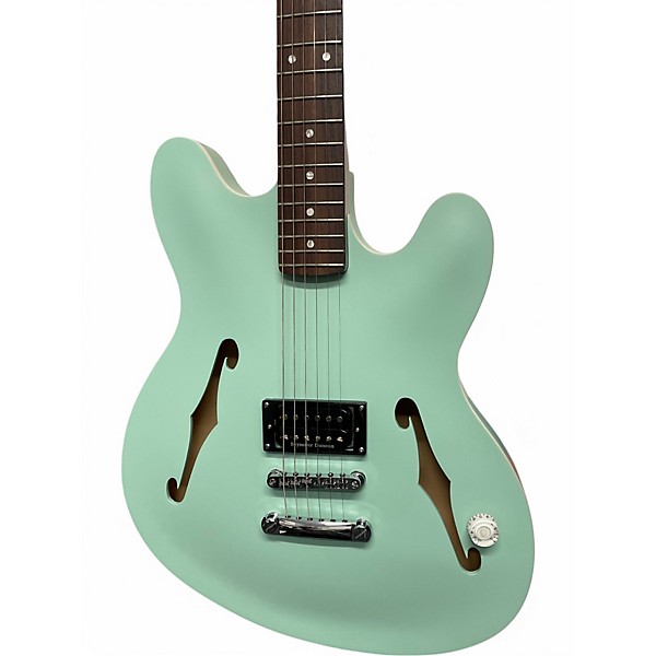 Used Fender Tom Delonge Starcaster Satin Surf Green Hollow Body Electric Guitar