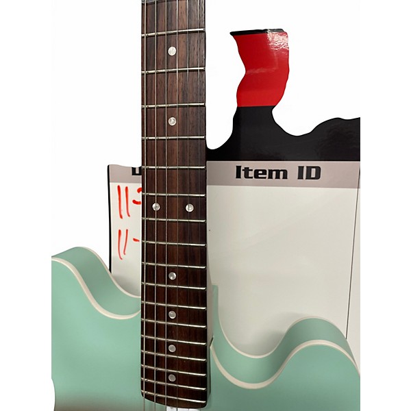 Used Fender Tom Delonge Starcaster Satin Surf Green Hollow Body Electric Guitar