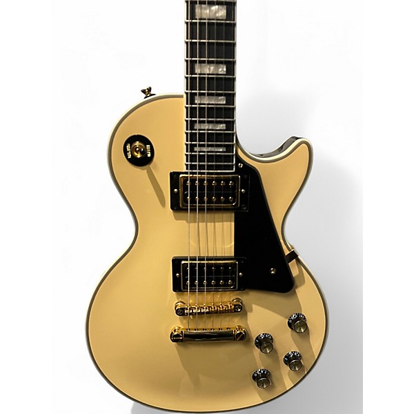 Used Epiphone Les Paul Custom Blackback Pro Antique Ivory Solid Body Electric Guitar