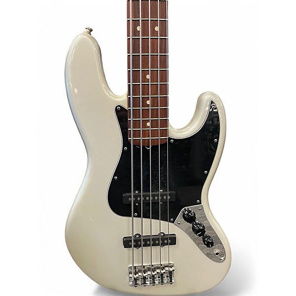 Used 2004 Fender American Standard Jazz Bass V Silver Electric Bass Guitar