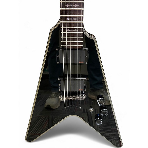 Used Schecter Guitar Research Hellraiser V-1 BLACK Solid Body Electric Guitar