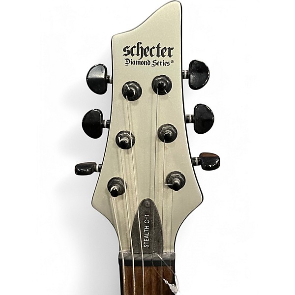 Used Schecter Guitar Research STEALTH C1 Silver Solid Body Electric Guitar