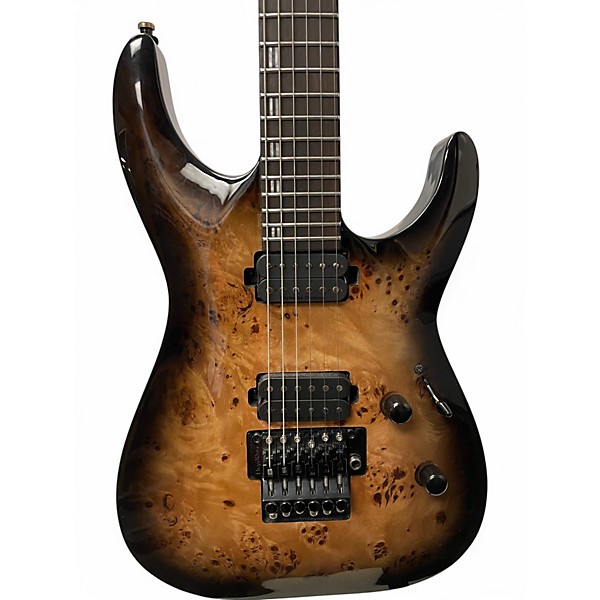 Used ESP LTD H1001FM Deluxe Floyd Rose BURL BURST Solid Body Electric Guitar