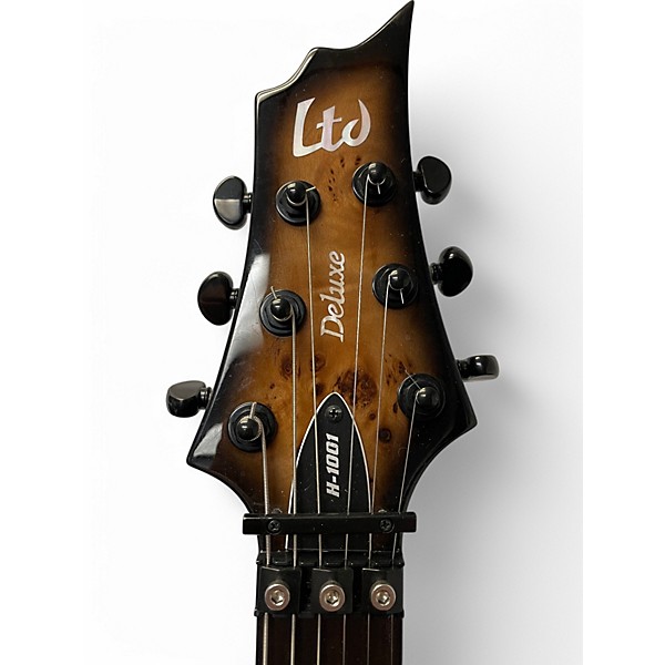 Used ESP LTD H1001FM Deluxe Floyd Rose BURL BURST Solid Body Electric Guitar