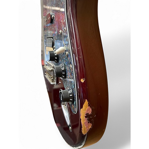 Used Fender Standard Fat stratocaster Burgundy Solid Body Electric Guitar