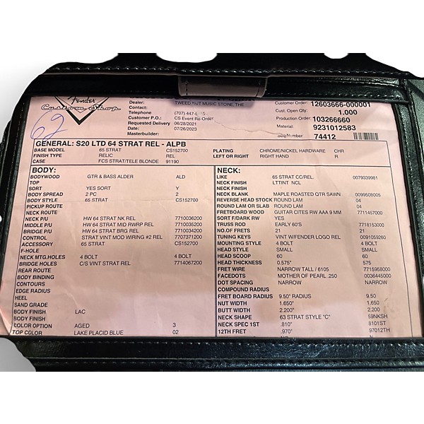 Used 2023 Fender CUSTOM SHOP LTD 1964 STRATOCASTER RELIC Lake Placid Blue Solid Body Electric Guitar