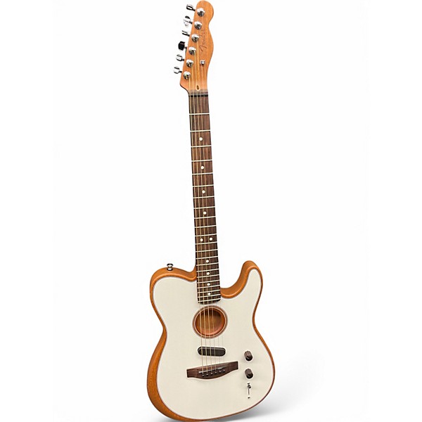 Used Fender Acoustasonic Player Telecaster Arctic White Acoustic Electric Guitar