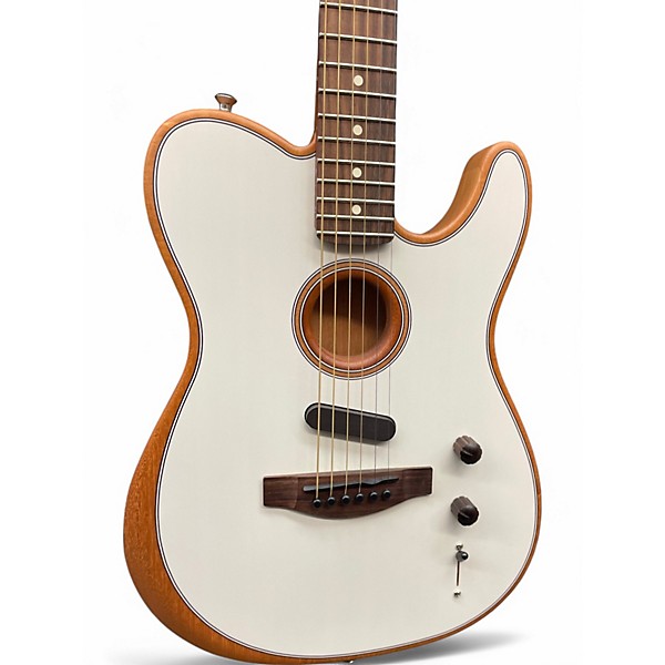 Used Fender Acoustasonic Player Telecaster Arctic White Acoustic Electric Guitar