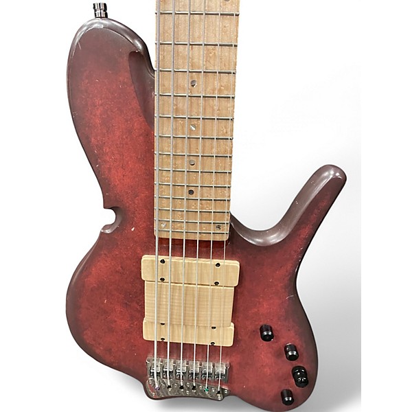Used Wood N Tronics Zoid 6 Satin Red Electric Bass Guitar