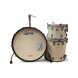 Used Ludwig 3 Piece Maple white marine pearl Drum Kit