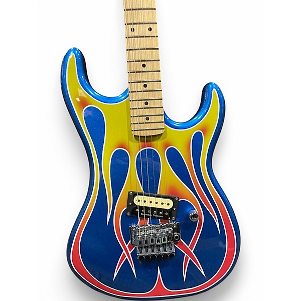 Used Kramer Baretta Hot Rod Blue Sparkle With Flames Solid Body Electric Guitar