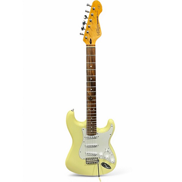 Used Vintage V6 Reissued Series Vintage White Solid Body Electric Guitar