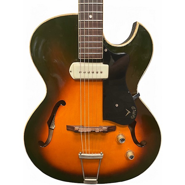 Vintage 1959 Guild Slim Jim T-100 3 Color Sunburst Hollow Body Electric Guitar