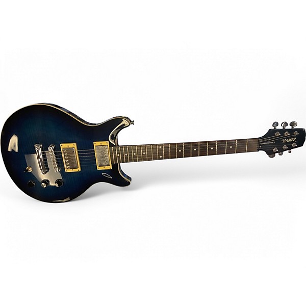 Used Hamer Sunburst Flametop Blue Solid Body Electric Guitar,Specials : American Fashion Style Bags On Sale