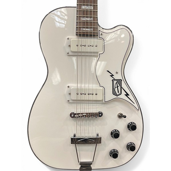 Used Airline Tenor Tuxedo White Solid Body Electric Guitar