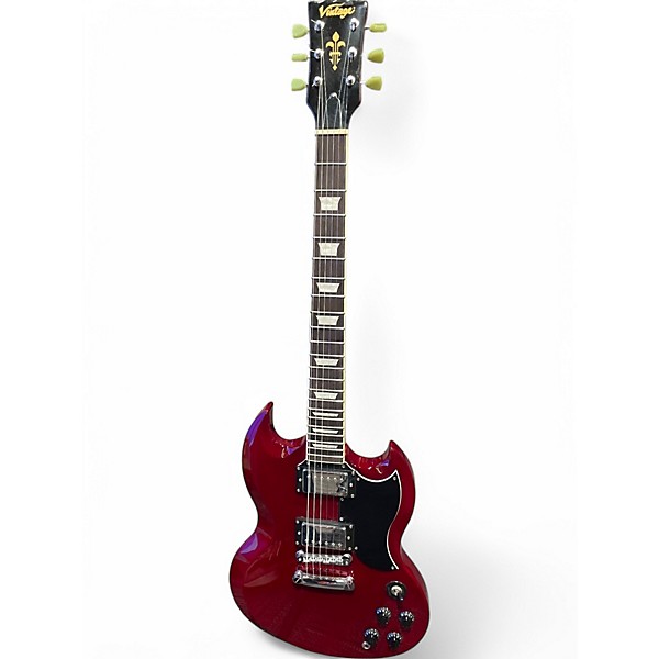 Used Vintage double cut Wine Red Solid Body Electric Guitar