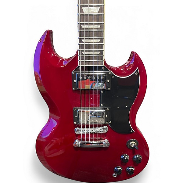 Used Vintage double cut Wine Red Solid Body Electric Guitar
