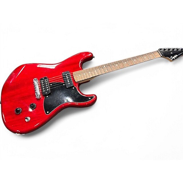 Used Squier Stratosonic Trans Crimson Red Solid Body Electric Guitar