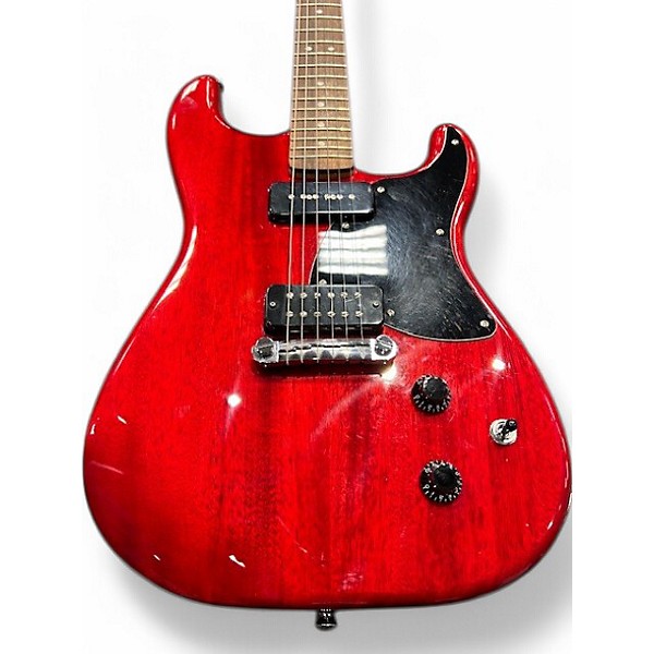 Used Squier Stratosonic Trans Crimson Red Solid Body Electric Guitar